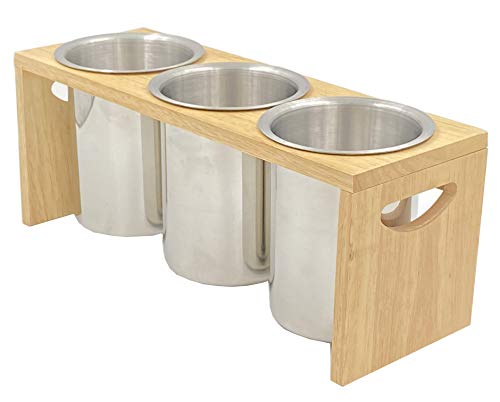 Flatware Caddy Stainless Steel Cutlery Holder With Wood Base #TOP5
