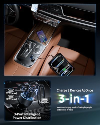Car Charger USB C, 3 Port 67W Dual USB-C & USB-A Car Phone Charger Adapter - 3