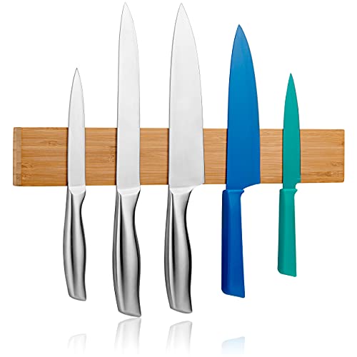 LARHN Magnetic Knife Holder for Wall - 40 cm - Fix with or Without Screws