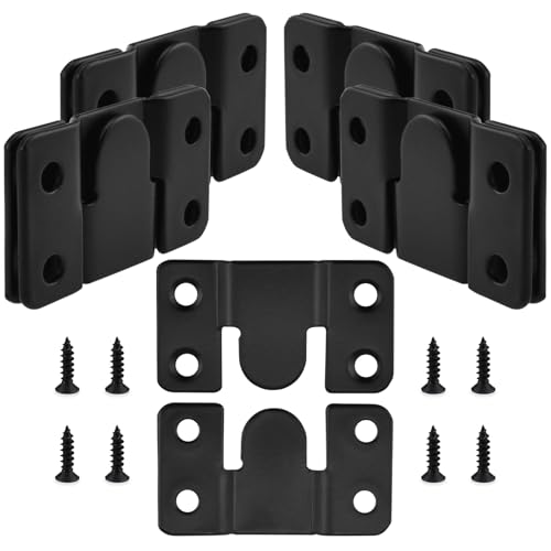 Image of 10Pcs Flush Mount Bracket, Stainless Steel Heavy Duty Interlock Hanging Photo Frame Bracket, Hardware for Headboard Wall Mounting Picture Hanging Sectional Couch Connecting Black