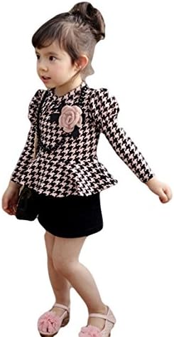 Amazon Wp 子ども 千鳥格子 おしゃれピンク ワンピース ブローチ付きネックレス付属 Cat柄 ハイソックス付き 入学 卒業式 発表会に 女の子 子供服 フォーマル にも 1 ワンピース チュニック 通販