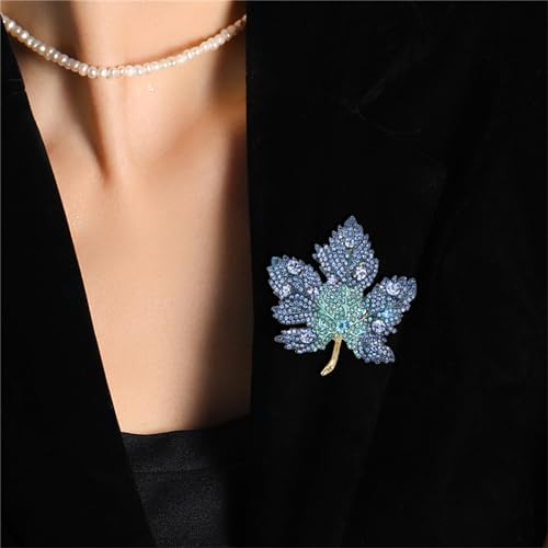 Image of WCRAZYE Rhinestone Maple Brooch Pin for Women Girls Sparkling Full Micro Pave Crystal Fall Thanksgiving Vintage Colorful Maple Leaf Lapel Pin Party Prom Wedding Thanksgiving Jewelry Gift
