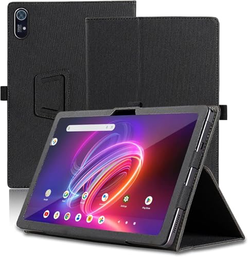 Haofun Funda Compatible con Acer Iconia Tab P11, Cover PU Protector con Soporte Multiángulo, Ultra Delgada Anti Caída Case con Correa para la Muñeca, Negro