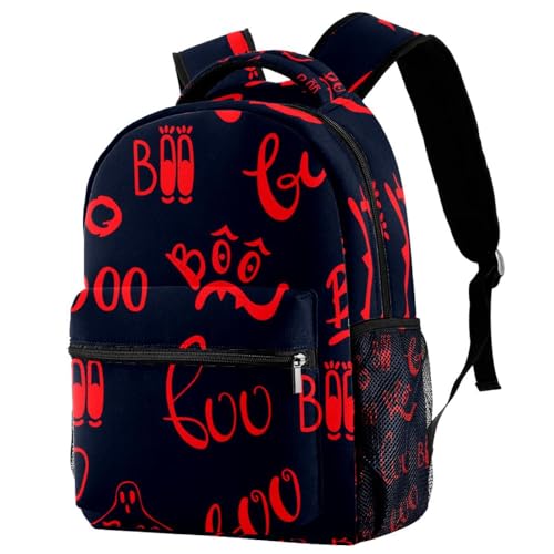 Sac à dos d'école rouge Boo multicolore pour adolescents et filles - 29.4x20x40cm
