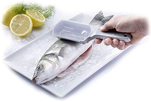 Westmark Fish Scaler With Scale Catching Tray, Aluminium, Special Food-Safe Coating, Stainless Steel, 21 X 5.9 X 5.3 cm, Scalex, Silver, 65002260