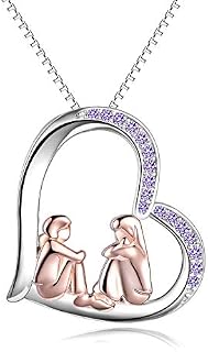 Sister Necklace Sterling Silver Always My Sister Forever My Friend Gifts Love Heart Friendship Necklace for Sister Big Sis Lit Sis Best Friend