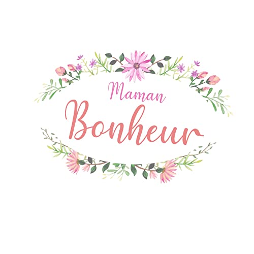 Tableau Décoratif Toile Imprimée Maman Bonheur Fleur Frise Florale 88x60cm