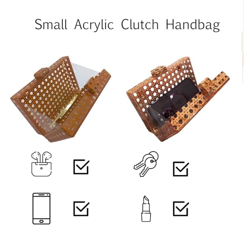 Image of Acrylic Clutch Purse for Women Colorful Evening Handbag Geometric Marbling Box Bag with Detachable Chain