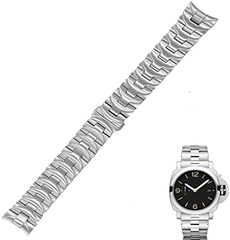 Freejoy 24mm Watch Band Heavy 316L Stainless Steel Watch Strap Bracelet Replacement for Panerai Luminor 44mm Case Silver