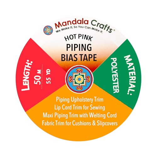 Mandala Crafts Hot Pink Maxi Piping Bias Tape with Welting Cord - 1/2 Inch Upholstery Piping Trim for Sewing, Cushions, Slipcovers, and DIY Decor - 55 Yards Lip Cord Trim by Mandala Crafts - Image 8