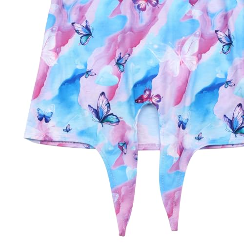 Image of JESKIDS Girls Short Sleeve Shirts Ruffle Tie Front Unicorn /Tie Dye Print Summer Tee Tank Tops 3-11 Years