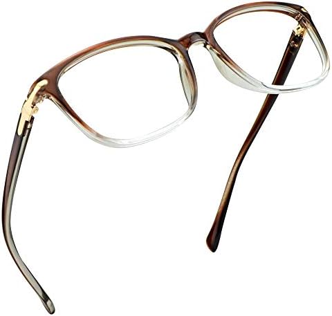 LifeArt Blue Light Blocking Glasses, Anti Eyestrain, Computer Reading Glasses, Gaming Glasses, TV Glasses for Women Men, Anti Glare (Clear Brown, 2.00 Magnification)