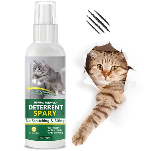Topkech 100ML Cat Deterrent Spray Indoor,Extra Strength Cat Repellent Spray,Furniture Protector & Anti Stracting and Biting Spray,No Chew Spray for Cats-Suitable for Indoor and Outdoor Use