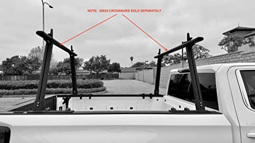 Image of MaxxHaul Universal Aluminum Truck Ladder Lumber Pipe Contractor Rack - 500 lb Capacity 28 inch Fixed Height with Mounting Clamps No-Drill Installation for Pickup Trucks - CrossBars Sold Separately