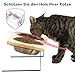 FUKUAMRU Katzennapf Erhöht, Rutschfester Fressnapf aus Edelstahl in Lebensmittelqualität & Gummiholz, 15° Neigung Futterstation für Katzen und Hunde, Napfset