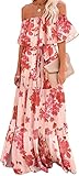 Farbverlauf Sommer Maxi Kleider Für Einfacher Stil Frauen Plus Größe Schulterfrei Partykleid Chiffon Bandeau Trägerlos Damen Blumen Boho Lange Kleider