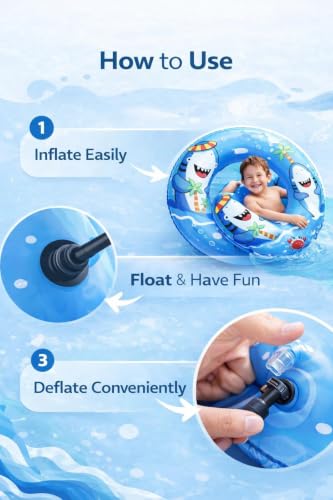 Image of Summer Unicorn Kids Inflatable Swim Ring, Blue Shark Pool Float Tube 1 PCS 70 CM (Multi Design)