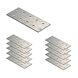 TECHNISCHE DATE: Größe: 100 x 40 mm; Materialstärke: 2 mm; Anzahl der Löcher: 8 x Ø5mm; Verzinktes Metall, Kein Roste; Packung mit 10 Stück