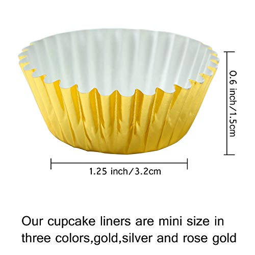 Elcoho EH0248 600 Pieces 1.25 Inch Mini Foil Metallic Cupcake Liners Muffin Paper Cases Baking Cups thumb #1