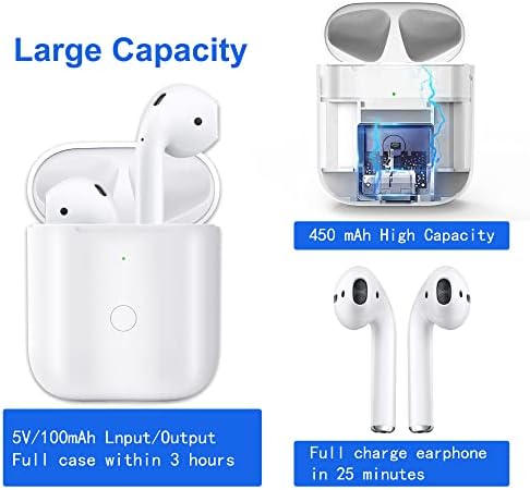 MEUBRJ Wireless Charging Case Replacement Compatible with Air Pod 1 & 2, Support Wired & Wireless ChargingCharger Case with Bluetooth Pairing Sync ButtonNO EARPODS
