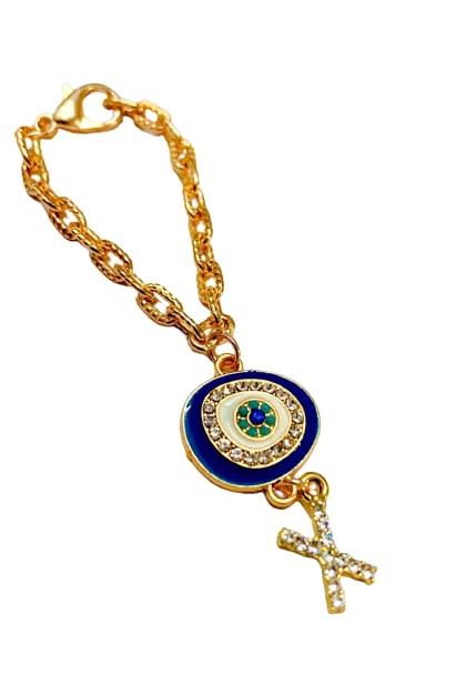 Morel Sturdy Rose Gold Watch Charm of Evil Eye and X Initial Diamond Alphabet Pendant, Watch Charm, Watch Accessories, Giftable for Wife, Sister or Friends Pack of 1 (B09YQVW8YT) Amazon Price History, Amazon Price Tracker