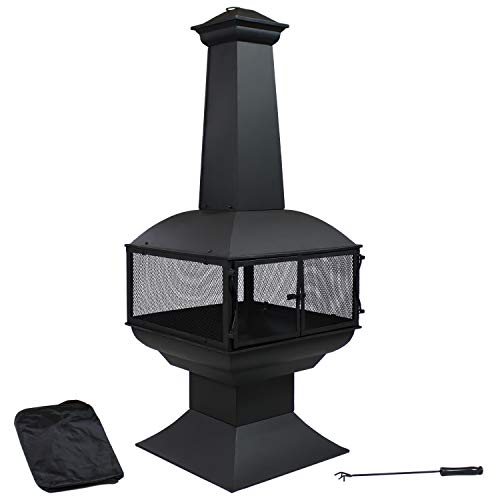 Sunnydaze Large Chiminea Outdoor Fireplace - Outdoor Fireplace with Chimney - Fire Pit for Patio - Grate and Poker Included - Image 5