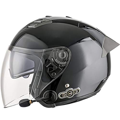 Casque de moto open face 3/4 Bluetooth noir mat homologué ECE pour scooter