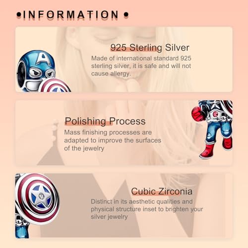 Image of S925 Sterling Silver Cartoon Anime Charms Pendant, Character Figures Dangle for Bracelet Necklace, Gifts for Mom Girlfriend Family, Valentine's Birthday Christmas Anniversary Jewelry