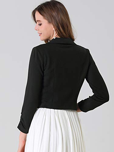 Allegra K Women's Lapel Ruched Sleeve Jackets Business Cropped Blazer Medium Black by Allegra K - Used condition - Image 10