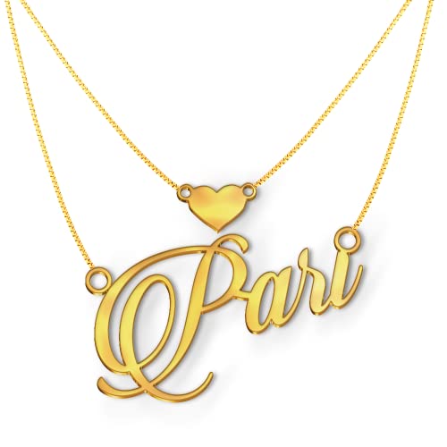 Image of Pari Cursive Gold & Silver Name Pendant Necklace, Best Jewelry Gift for Girls.
