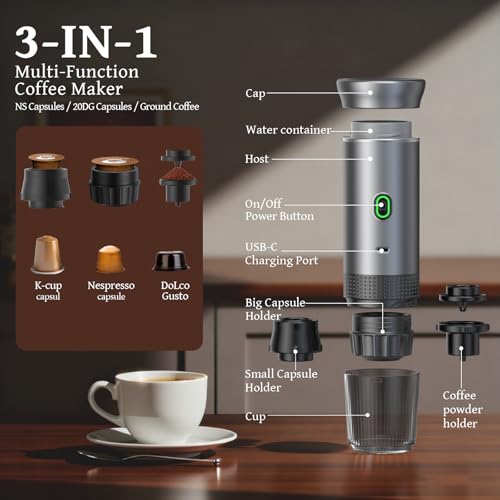 Portable 20-Bar Espresso Machine