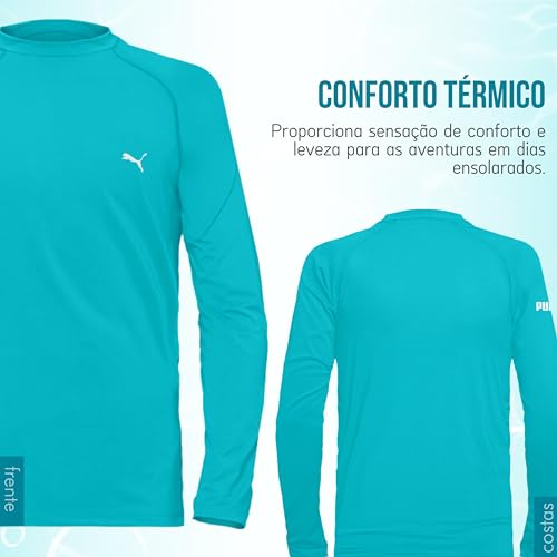 Camiseta UV50+ Infantil Masculina Puma | Verde Água | 14
