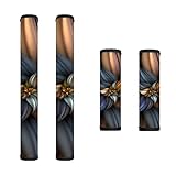 HUISEFOR Brown Flower Print Fridge Handle Cover Microwave Handle Cover 4Pcs, Durable Anti-Slip...