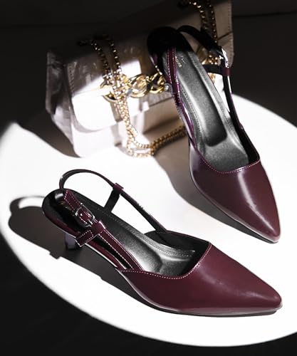 Image of JM LOOKS Elegant Pointed Toe Slingback Kitten Heels Fashionable Sandals for Modern Women