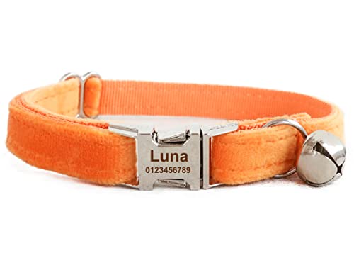 Cat Collar Personalized with Name Phone Number Engraved,Customized with Bell for Small Dogs Puppy Kitten