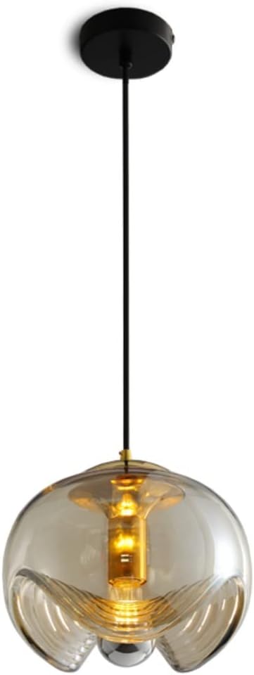 Generic Chandeliers,Modernoke Champagne Glass Bedroom Bedside Restaurant Bar Kitchen Islandp Water Ripple Glass Metal/Gray/a