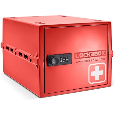 Lockabox One™ Medi Red | Premium Lockable Medicine Box | 10 Litre Lightweight & Hygienic Medicine Lock Box Cover