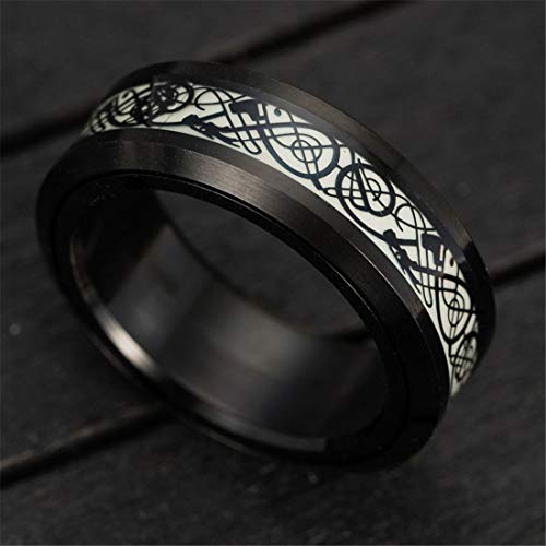 Image of HIJONES Unisex Carbide Fiber Celtic Dragon Spinner Ring Stainless Steel Wedding Spins Band