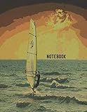  Notebook: Windsurfing Surfing Sunset Watercolor Painting Lined Journal Diary