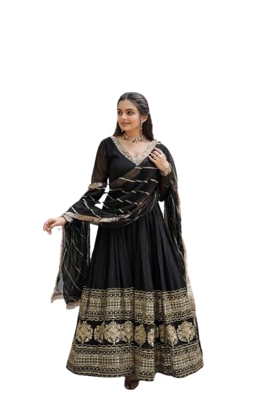 Qutenza Women Festive Special Embrodary Work Gown with Duppta Set
