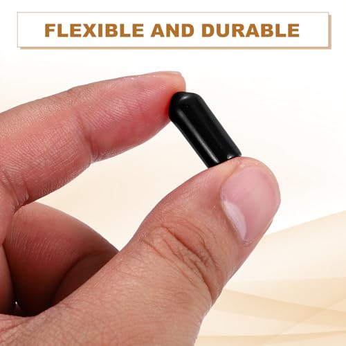 Image of uxcell 88Pcs Rubber End Caps, 6mm(1 /4 inch) ID 16mm(5 /8 inch) Height Round Screw Thread Protectors Flexible Screw Bolt Covers Caps for Metal Tube Rod Bolt, Black