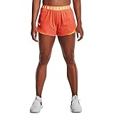 Under Armour Women's Play Up Twist Shorts 3.0 , Electric Tangerine (824)/White , Large