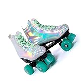 Klassische Rollschuhe Für Damen-Premium-Silber-Schlittschuhe Indoor Outdoor Doppelreihige Rollschuhe Unisex Anfänger