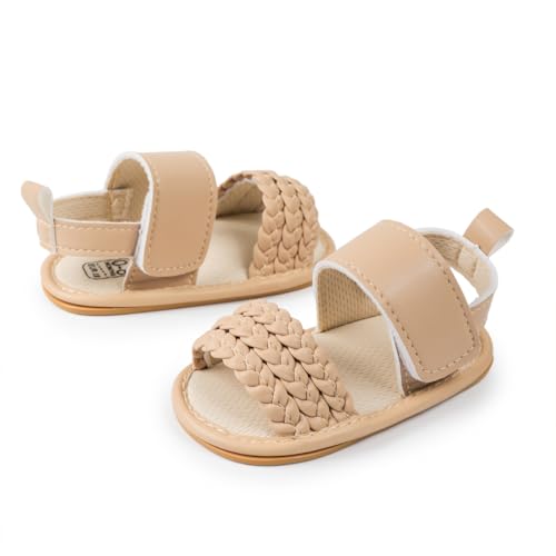 Image of HsdsBebe Baby Girls Sandals Bohemia Flower Bow Soft Sole Toddler First Walkers Beach Summer Shoes