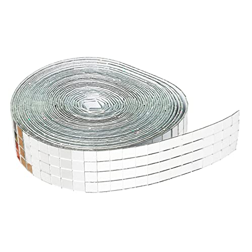 1464Pcs Self-Adhesive Glass Mirrors Tiles DIY Craft Decoration | Gold Silver Mosaic Stickers for Home Decor | 5x5mm Square Mirrors for Collage Scrapbooking - Silver