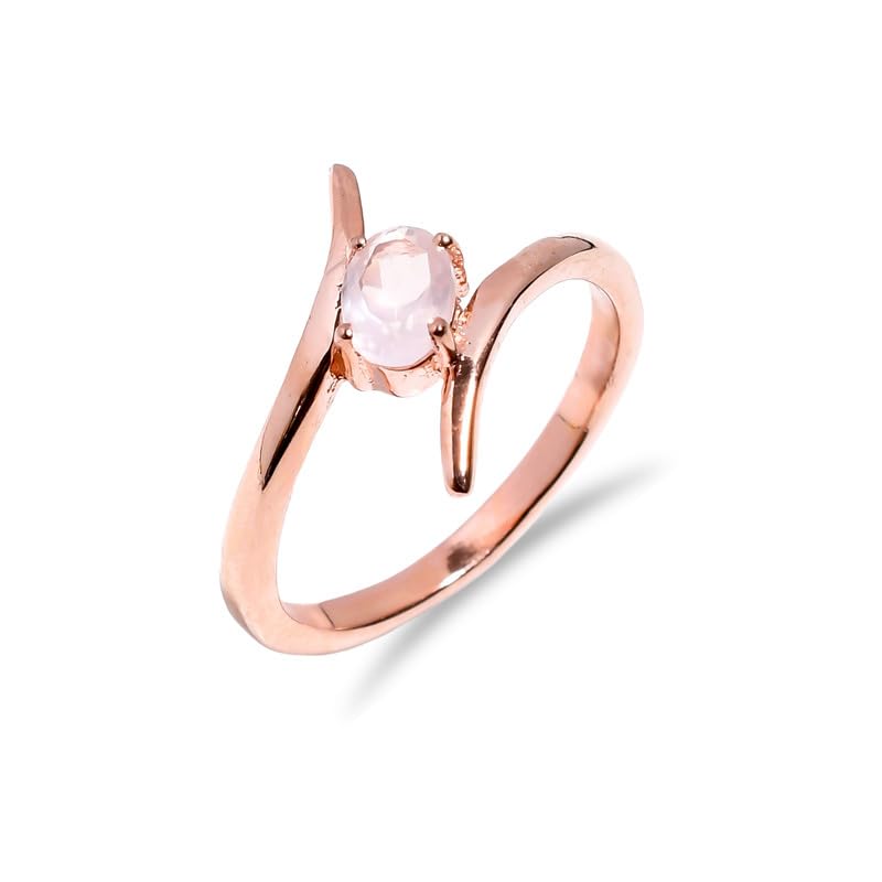 Bague en argent 925 et quartz rose ovale taillé main