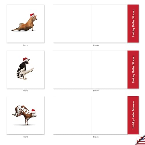 Image of Best Card Co 10 Christmas Blank Boxed Cards Cow MQ6545XSB-B1x10
