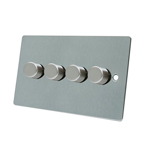 AET FSC4GDIM40 400 W 10 A 4-Gang 2-Way Satin Chrome Flat Light Dimmer Switch