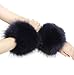 LA CARRIE Women's Leopard Print Faux Fur Wrist Cuffs,Winter Fox Furry Bands Arm Warmer (Navy)