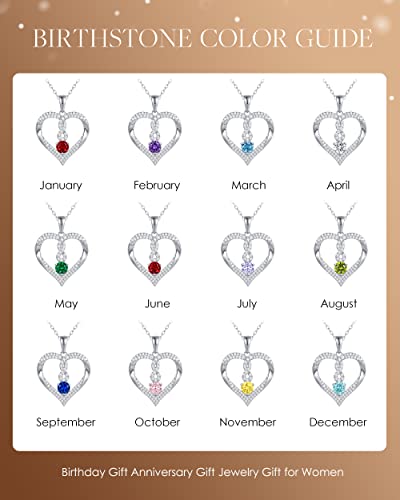 Louisa Secret Birthstone Heart Necklaces For Women, 18K Gold Plated And 925 Sterling Silver Infinity Forever Love Pendant Necklaces, Birthday Anniversary Jewelry Gift For Her Mama Wife Mom #TOP6